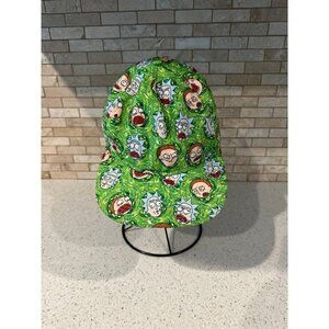 Rick & Morty Snap Back Hat Cap One Size Adjustable Green w/ AOP All Over Print